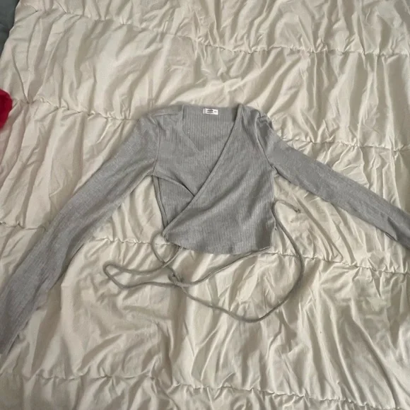 grey wrap top - Picture 1 of 1